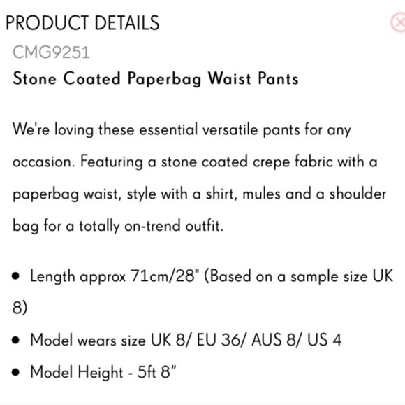 NWT PLT Stone Coated Paperbag Waist Trouser - Picture 4 of 9